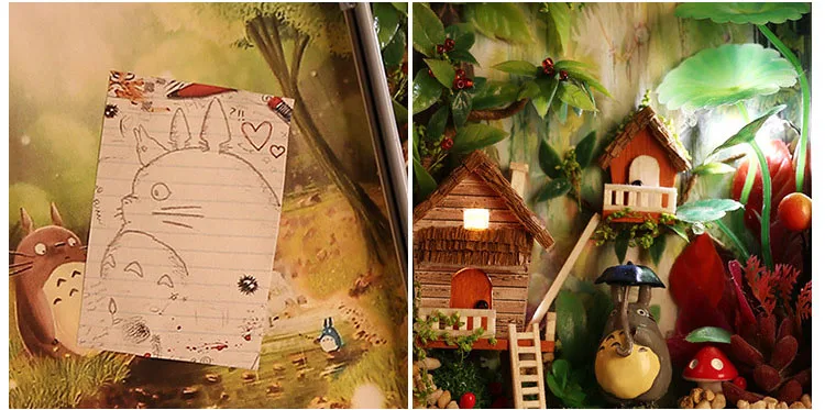 Diy Кукольный дом деревянный миниатюрный кукольный домик мебельная коробка Тоторо джунгли время сборки наборы ручной работы модель Кукольный домик игрушки подарки
