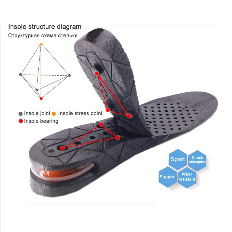 نعل لزيادة الطول وسادة ارتفاع رفع قابل للتعديل قطع حذاء كعب إدراج أطول shockarch دعم Absorbant وسادة للقدم بالجملة