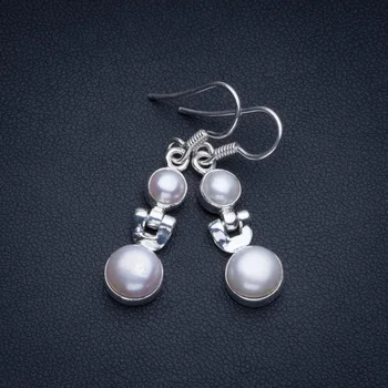 

Natural River Pearl Bohemian 925 Sterling Silver Drop Earrings 1 1/2" R2106
