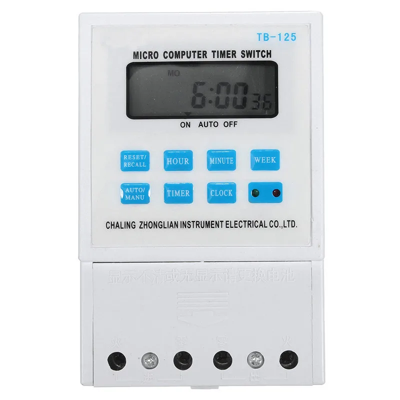 

220V 25A Timer Switch Relay LCD White&Blue Digital Micro Computer Programmable Time Clock Timer Switch Relay