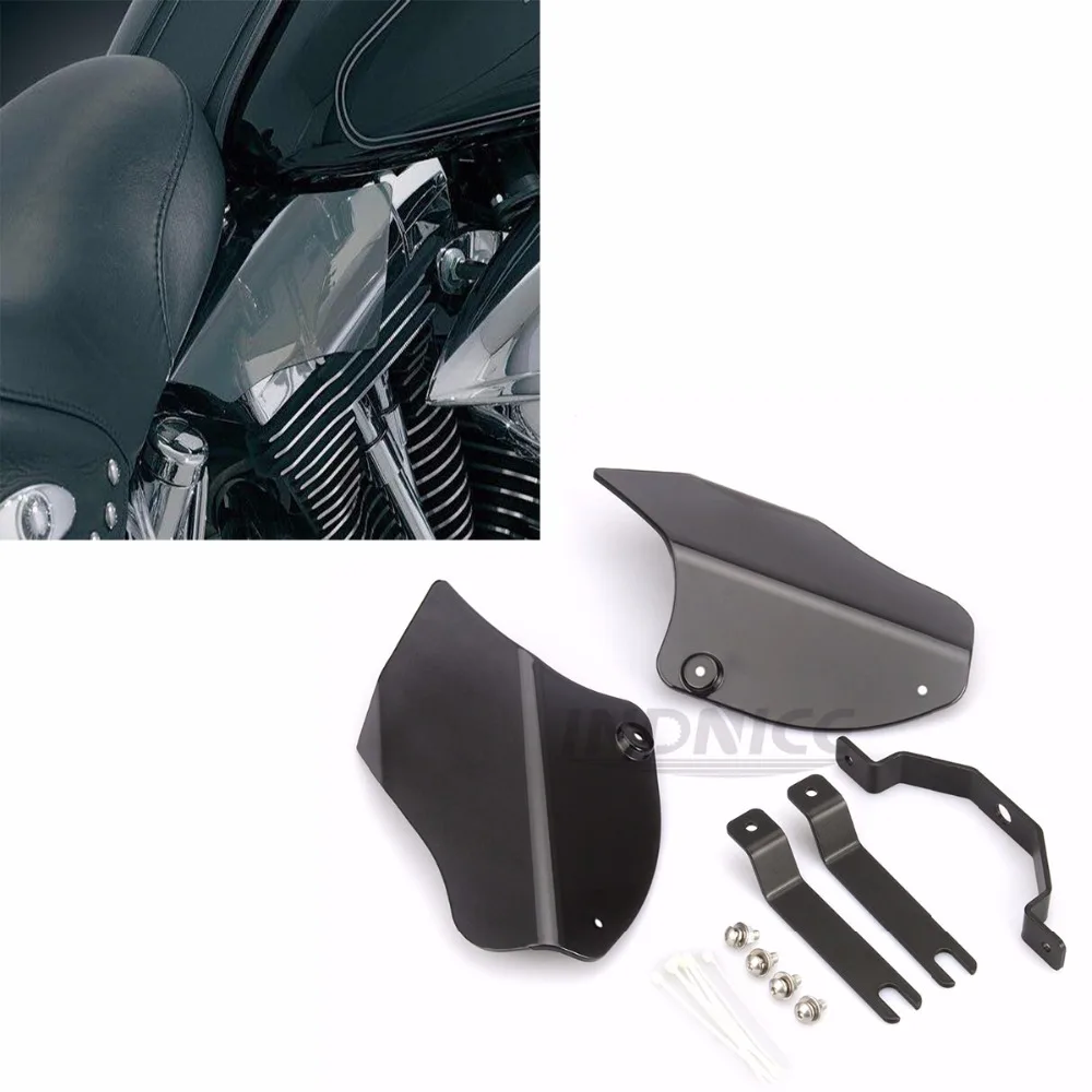 

Motorcycle Air Deflector for softail fatboy Reflective Saddle Shields Air Heat Deflector for Harley Softail 2000-2016 Black