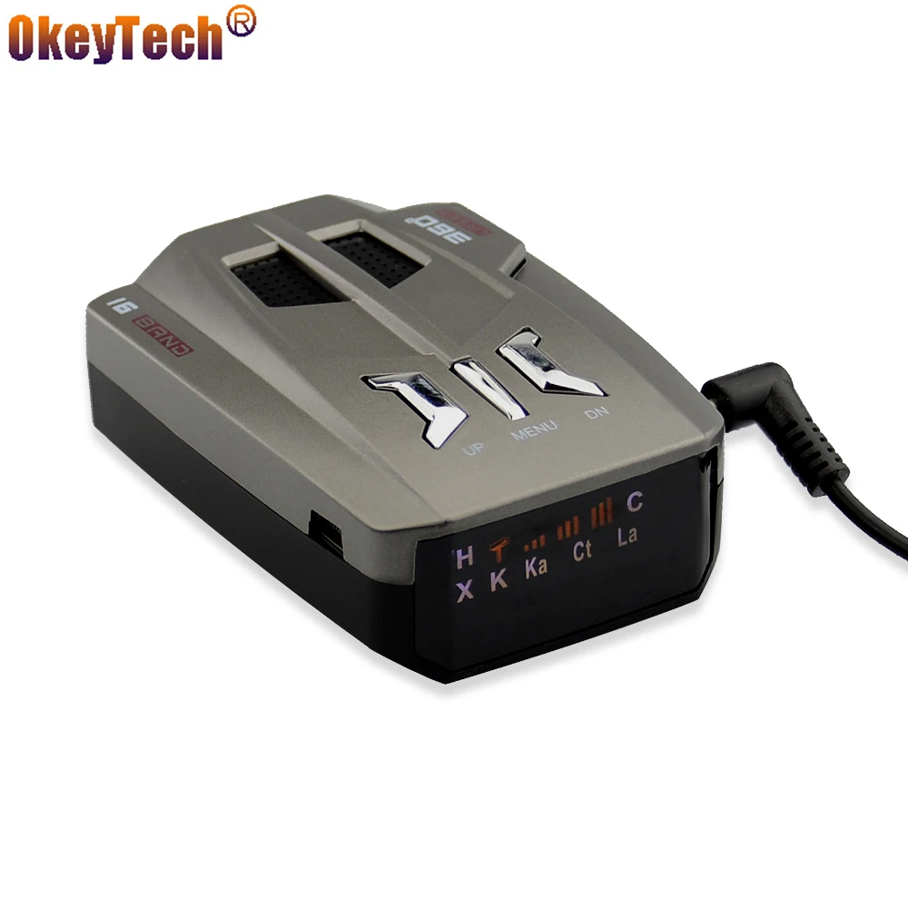 OkeyTech V9 Best Car Radar Detector 360 Degrees LED Display Alert Warning Anti Radar Detectors Russia  English Voice