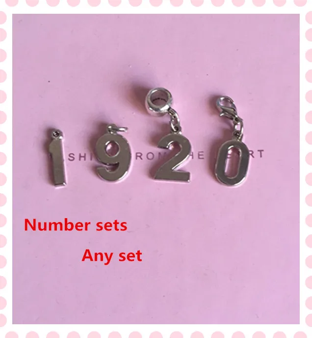 

Silver zeta 1920 European Bracelet charm number zeta phi beta year sets DIY dangles DIY,OPB018,10sets 40pcs total