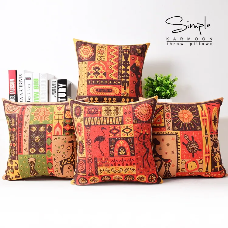 Indian Style Pillow Cover Ancient Hieroglyphs Home Decor Cushion New Indian Style Decorative Pillows Indian Style Pillow Cover Ancient Hieroglyphs Home Decor Cushion New Indian Style Decorative Pillows