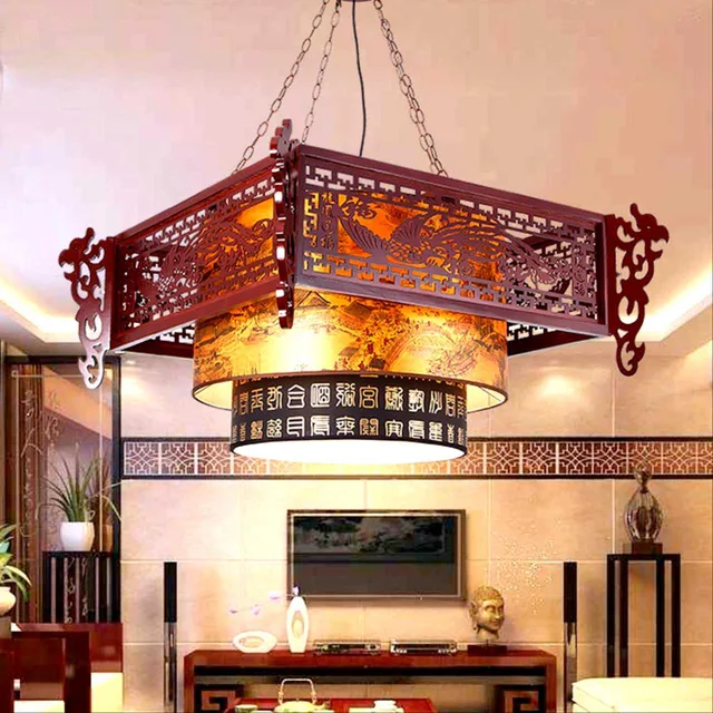 Aliexpress Chinese Style Wooden Pendant Lights Hotel Chinese Style Wooden Pendant Lights Hotel Restaurant Teahouse China Lighting Clical Wind Dragon Send Blessing Lamp Za