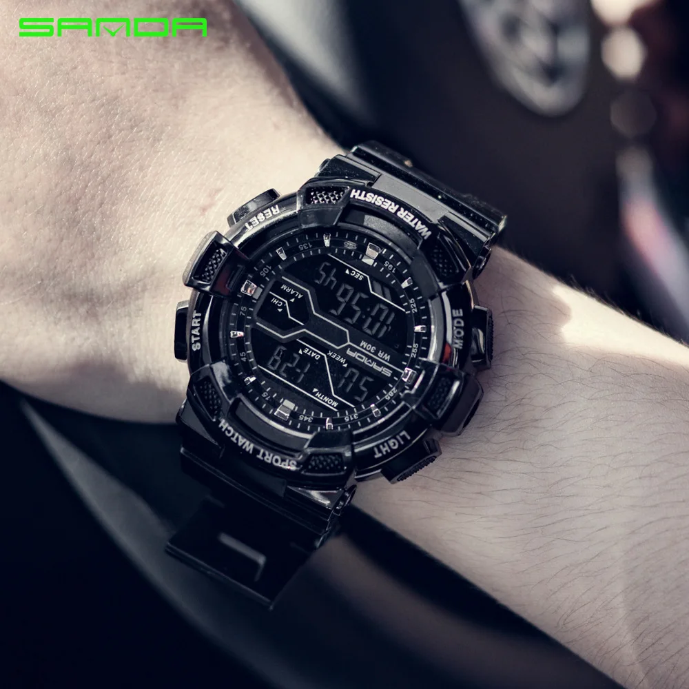 

Sanda New Explosive Sport Watch Electronic Fashion Multifunctional Factory Wholesale Gift Watch Erkek Kol Saat Chronograph Alarm