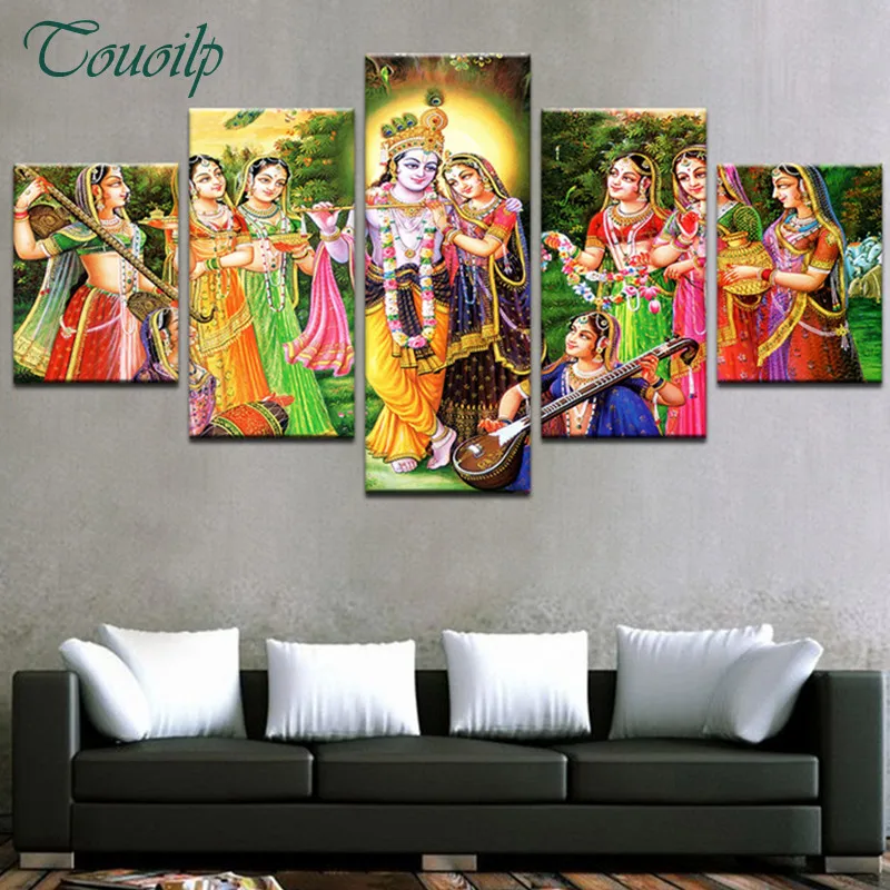 5pcs/set 5D DIY Diamond Painting India Myth Lord Krishna diamond Embroidery Full Square Cross Stitch Rhinestone Mosaic | Дом и сад