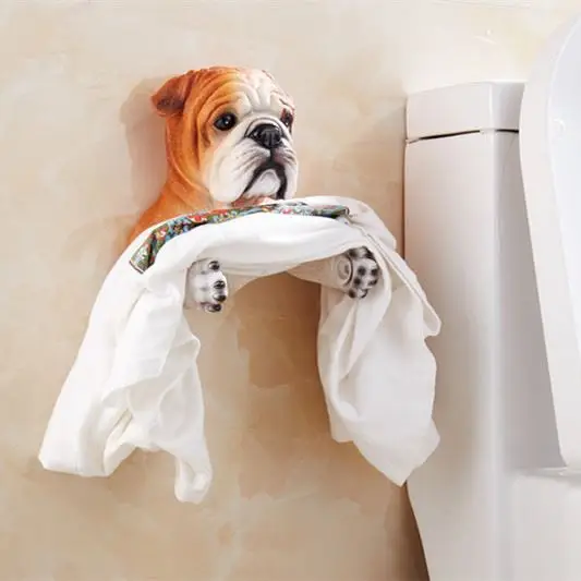 

Tissue box resin 3D toilet paper holder bathroom waterproof dog toilet tissue box wall hanging roll paper holder tissue box
