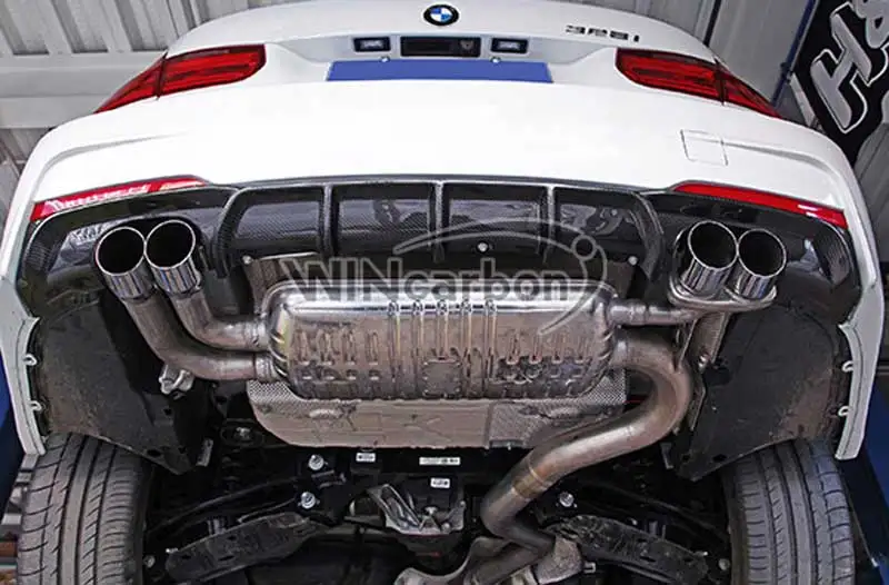 P Style Real CARBON FIBER REAR DIFFUSER 4pipes FOR BMW 3-Series F30 M-TECH M-Sport BUMPER 320i 328i 335i 2012UP