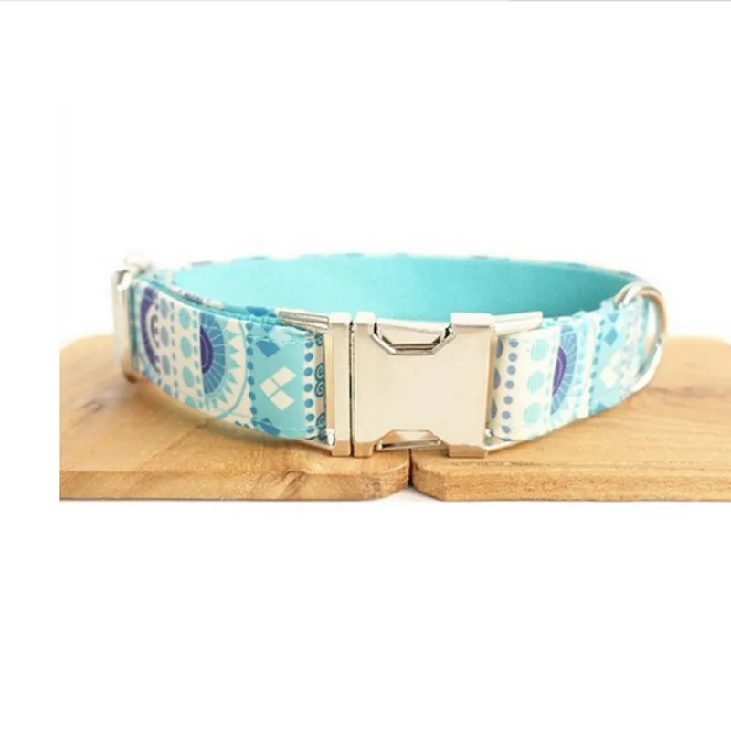 Fashionable Sapphire Dog Collar High Quality Cotton Fabric And Pet Neck