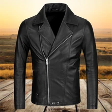 Модная мужская куртка из натуральной кожи, классический простой стиль, куртка из натуральной кожи, Мужская черная куртка из овчины, новинка, осень