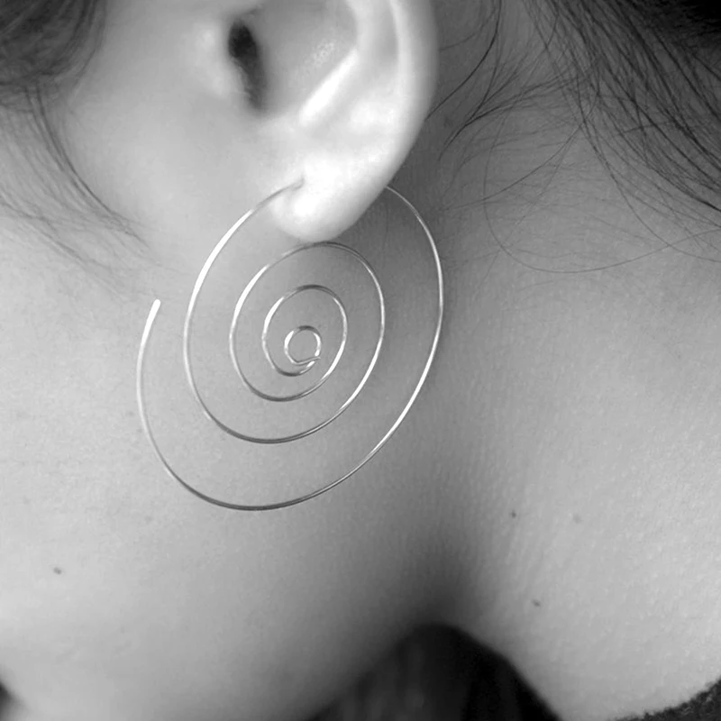 Серьги женские круглые спиральный обруч Серебряная/Золотая форма|fashion hoop earrings|hoop
