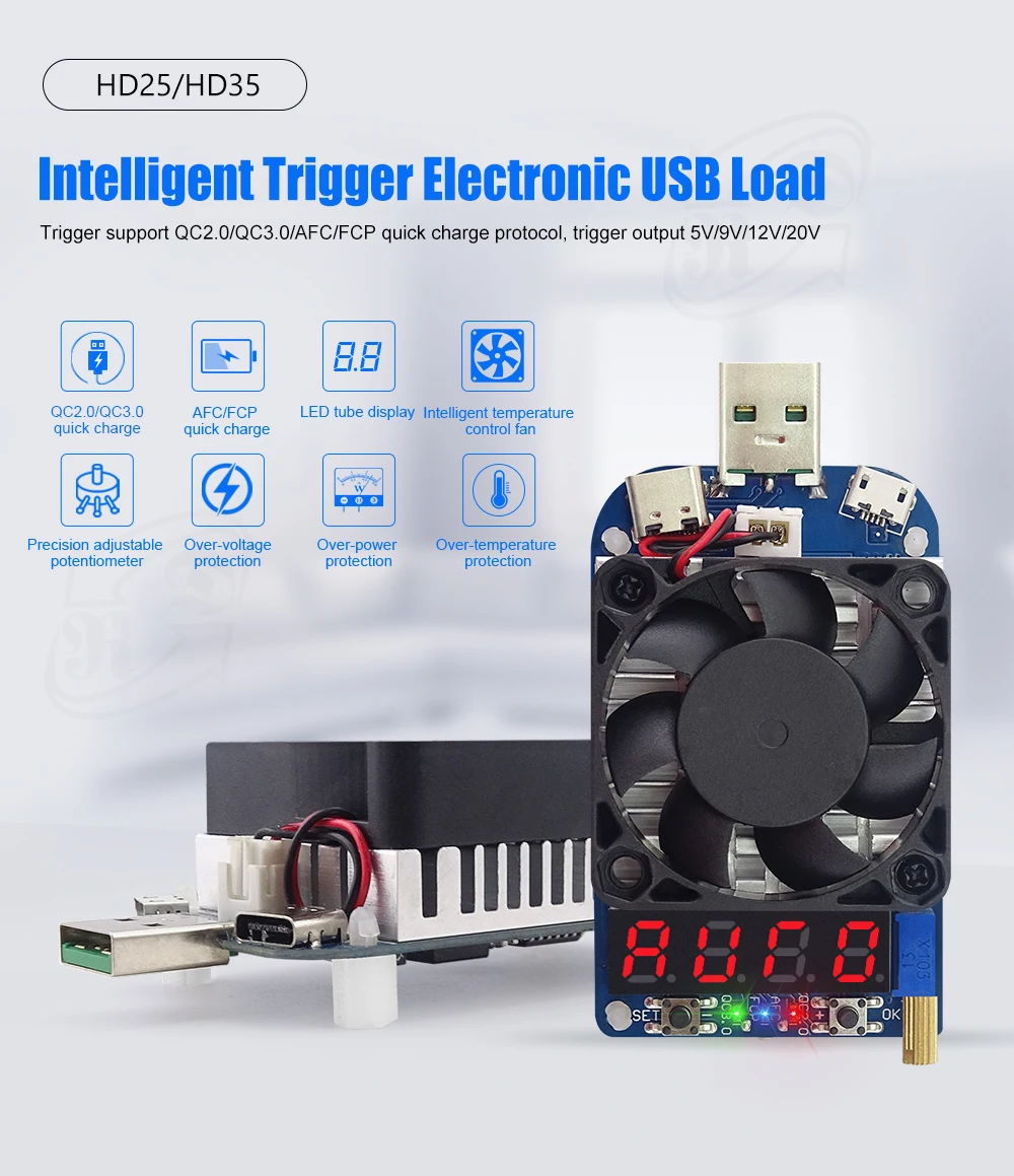 Trigger QC2.0 QC3.0 USB Load Resistor Discharge Battery Tester