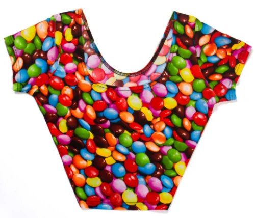 

EAST KNITTING X-106 New 2017 neon Print Cap Sleeve Crop Top summer cartoon t shirts Color Candy sexy women shirts