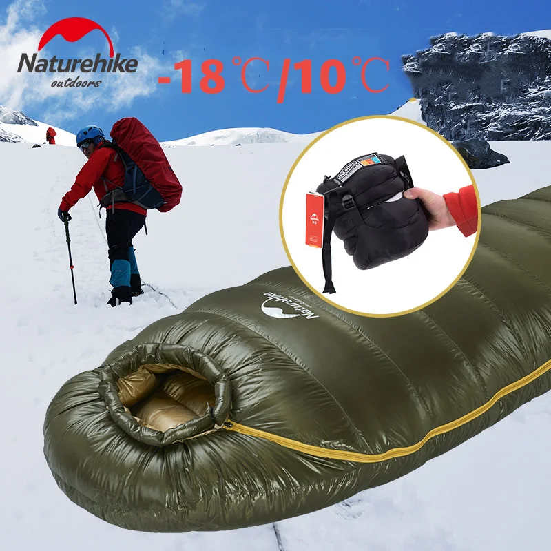 Naturehike 18/10 Зимний толстый спальный мешок на утином пуху для холодной погоды