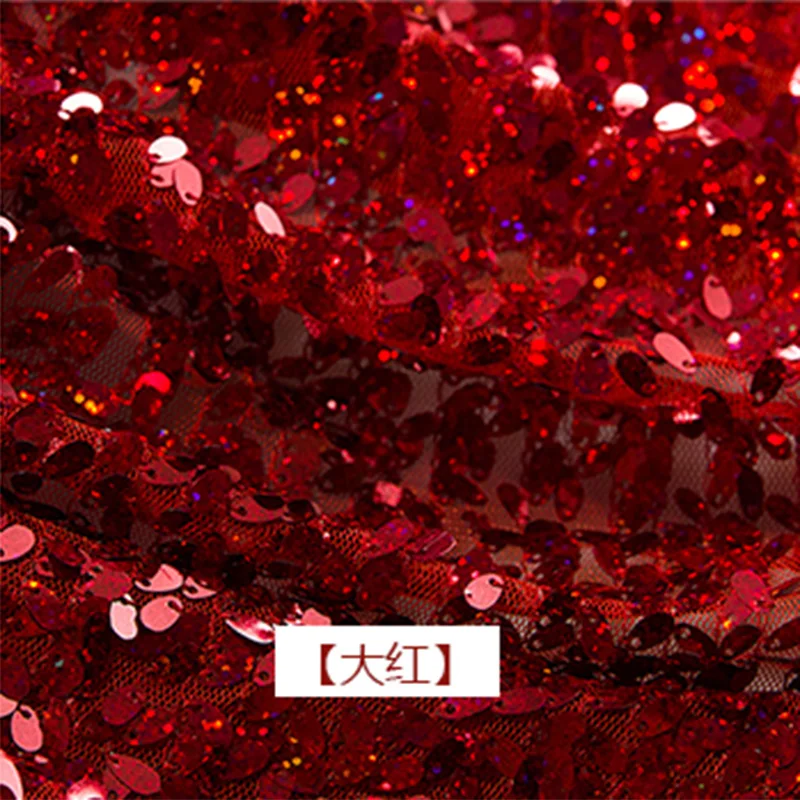 

130*50cm red paillette Sequin Fabric Color Sequined Fabric Gradual Change Peacock Sequins Cloth Wedding Festive Decoration