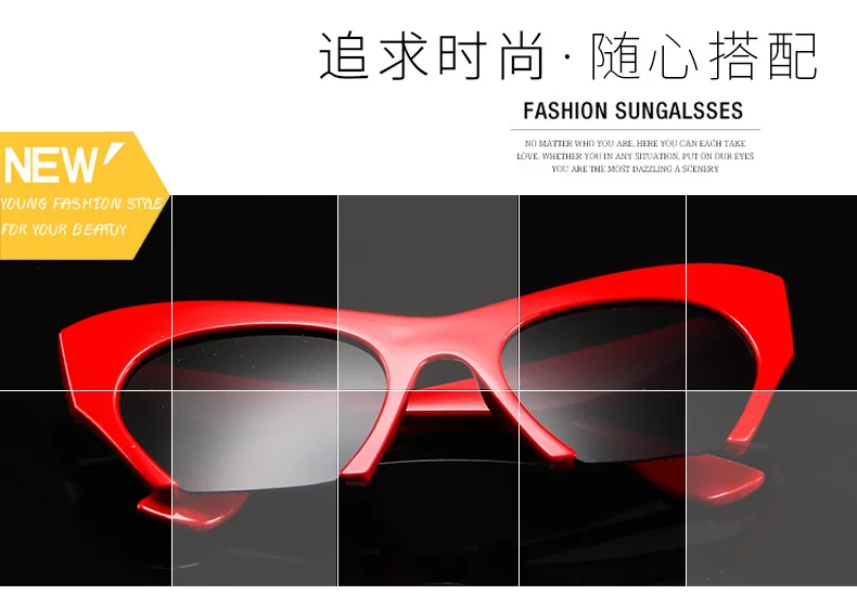 Женские солнцезащитные очки "кошачий глаз" в ретро стиле, модные, красные, серебристые, Uv400, женские, большие, De Soleil Femme AAAR05