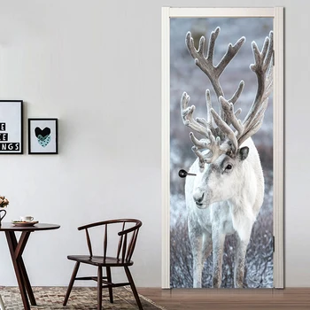 

Creative Animal Elk Deer Door Stickers Painting Wallpaper Poster Wall Sticker Bedroom Living Room Home Decoration