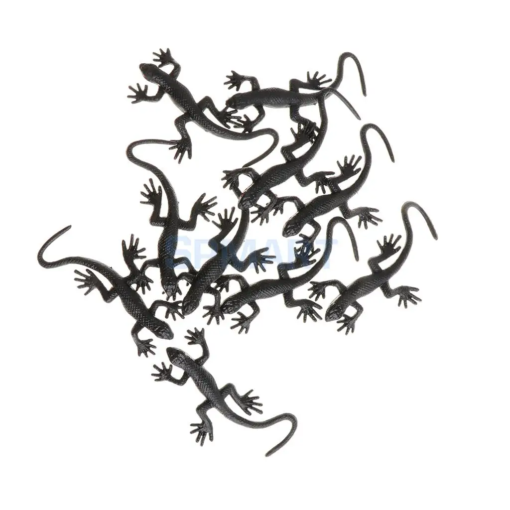 10x Rubber Animal Gecko Model Educational Toy Party Bag Fillers Halloween Prop Children Kids Toys Home Decor Gray