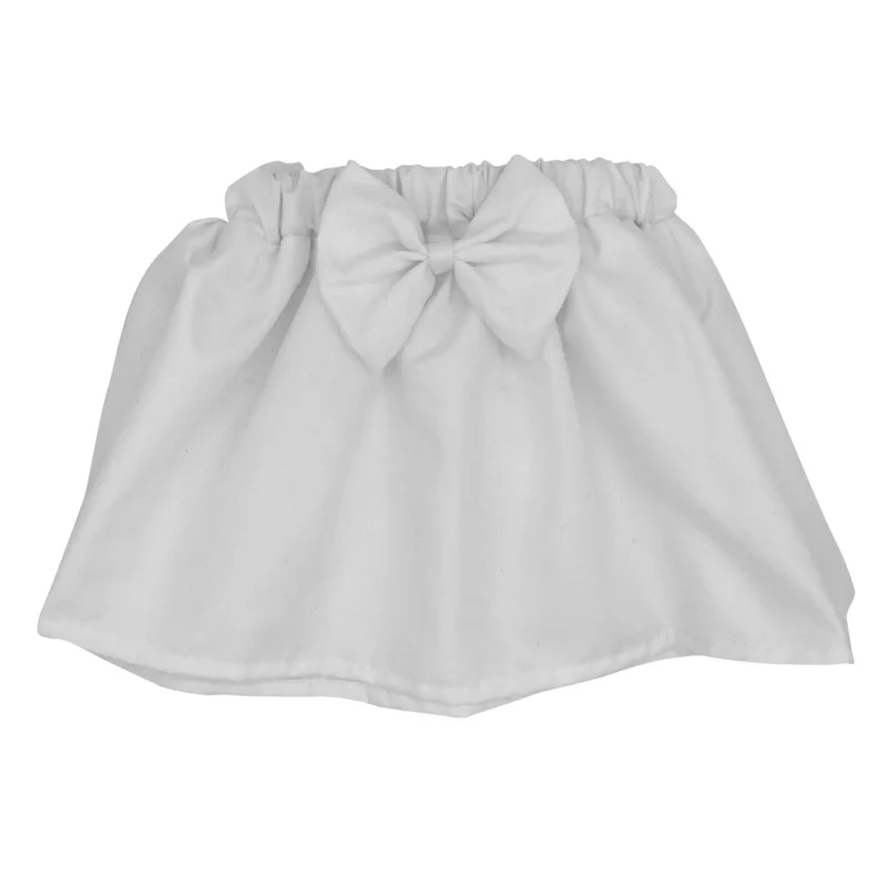 Мини-юбка для маленьких детей, плиссированная Пышная юбка для вечерние Праздничная юбка для танцев, однотонные юбки с принтом и бантом - Цвет: Белый