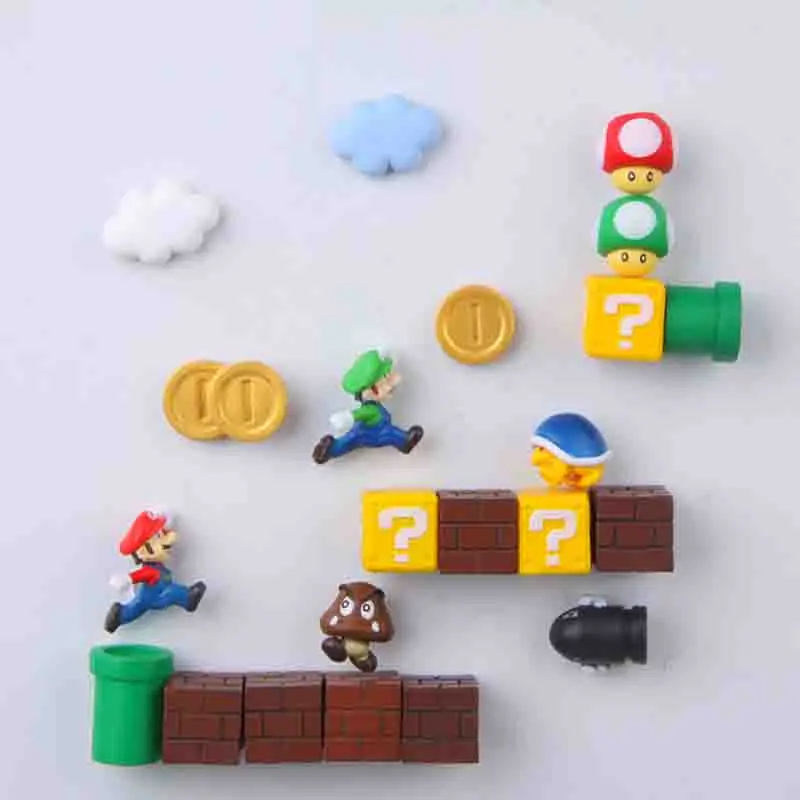 

8/12/17/19/22/63pcs 3D Super Mario Luigi Fridge Magnets Refrigerator Message Sticker Home decora Children Toys Birthday Gift