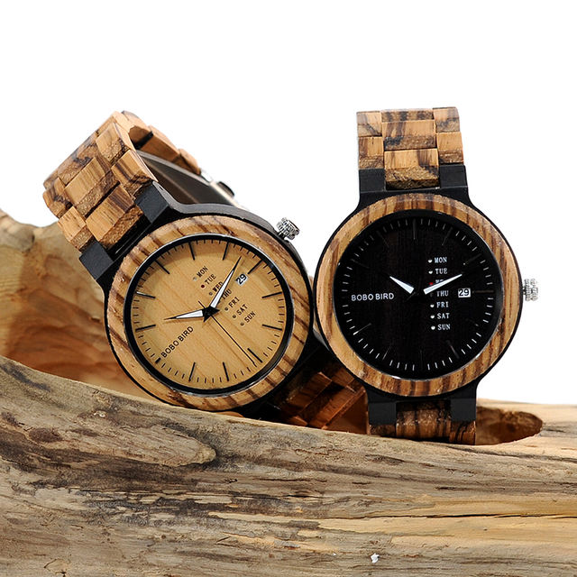 BOBO BIRD LO26-1-2 Men Wristwatches Quartz Movement Complete Calendar Watch Week Display Fashion Erkek Kol Saati