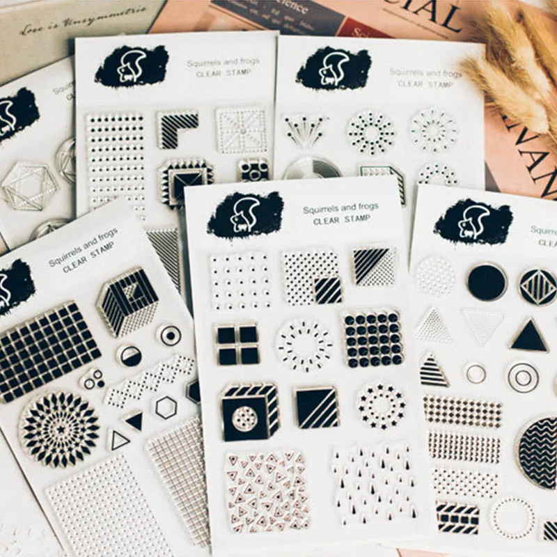 

1Pcs Clear Stamps Paper Card Crafts Photo Album Decor Geometry Pattern Transparent DIY Scrapbooking Card Making Decorative
