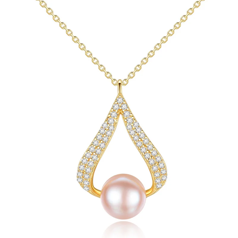 Роскошные великолепные полукруглые ожерелья-цепочки в богемном стиле из серебра 925 пробы, ожерелья с натуральным пресноводным жемчугом, свадебные подарки - Цвет камня: pink