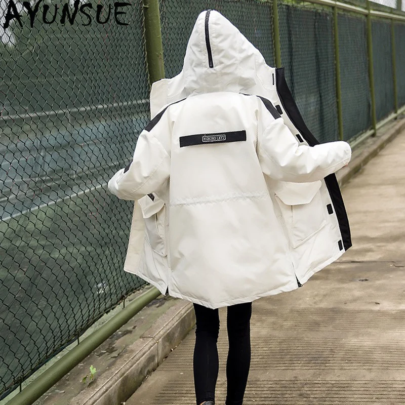 AYUNSUE, Женская куртка-пуховик, зимнее пальто, женская длинная парка с капюшоном, корейское толстое пальто, женские пуховики, KJ2698