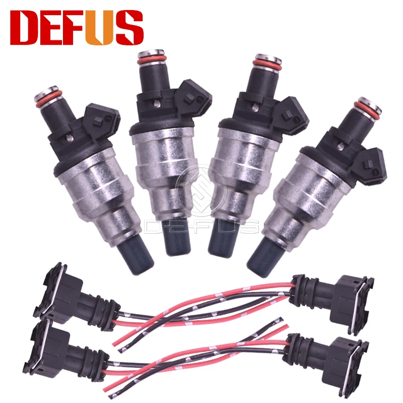 

DEFUS 4x 440cc Fuel Injector Bico For OBD0 OBD1 Honda B D H JDM VTEC EV1 Style 44lb With EV1 Plugs Free Clips Fits Honda M02H440