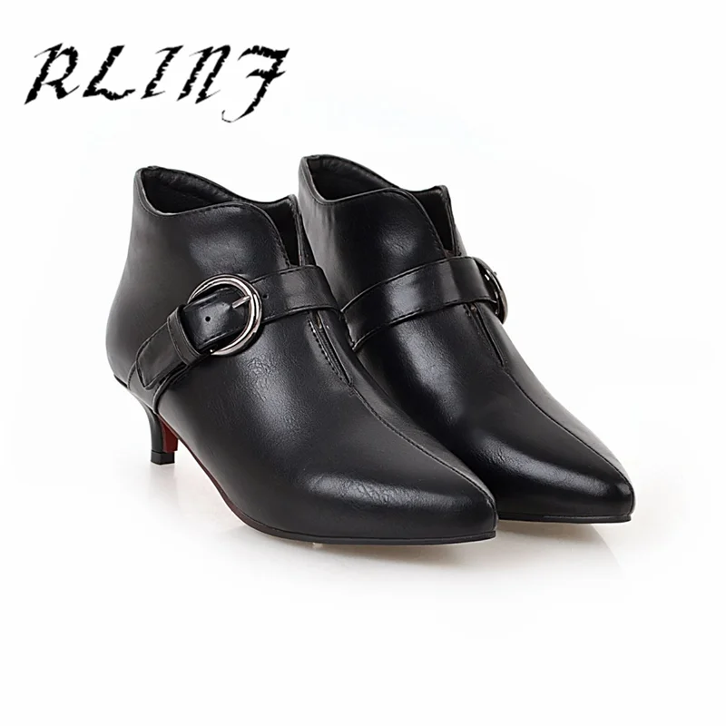 Vendimia Romano Cinturón Beige Bajo Tacón negro Hebilla Señaló Y Botines marrón Rlinf Bt1qwxadnB