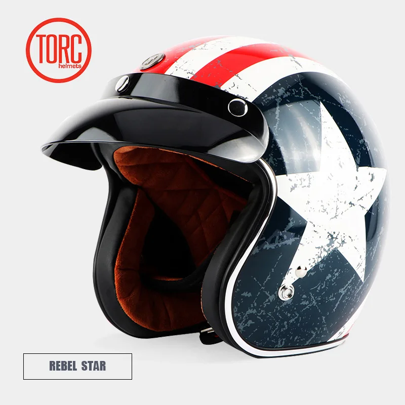 TORC T50 jet шлем moto rcycle открытый шлем Ретро персонализированный moto rbike винтажный шлем capacete moto шлем в горошек - Цвет: REBEL STAR