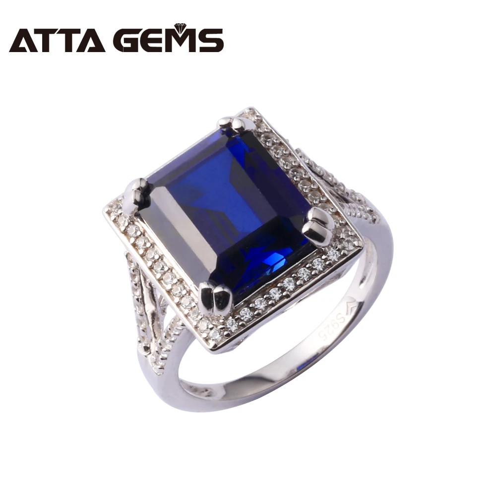 

Women Fashion Sterling Created Sapphire Silver Ring 7 carats Sapphire Silver Ring Women Fine Jewelry Silver Ring New Year Gift