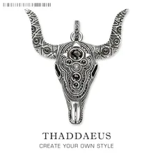 Подвеска бык Череп Буйвола, Модные Винтажные Ювелирные изделия Томас Твердые стерлингового серебра 925 Bijoux подарок для Ts женщины и Rebel мужчины