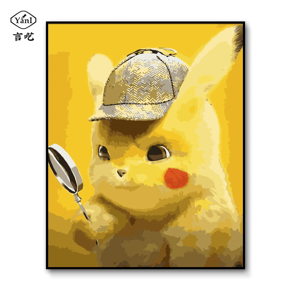 

Pikachu Poster Painting by Numbers on Canvas Pokémon Paint by Numbers for Children Pikachu Hand Painted DIY Craft Gift