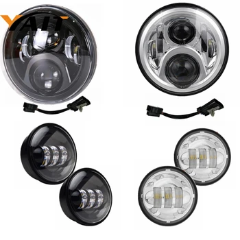 

Yait For Road King Heritage Softail Switchback Headlamp 7 inch LED Headlight 4.5 inch Fog Lights 6000K