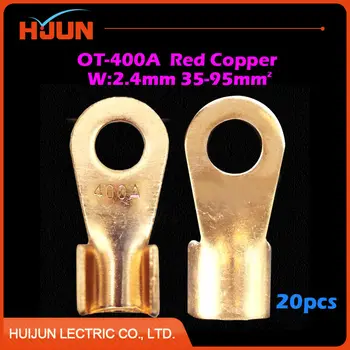 

20pcs/lot OT-400A 13.2mm Dia Red Copper Circular Splice Crimp Terminal Wire Naked Connector for 35-95 Square Cable Free Shipping