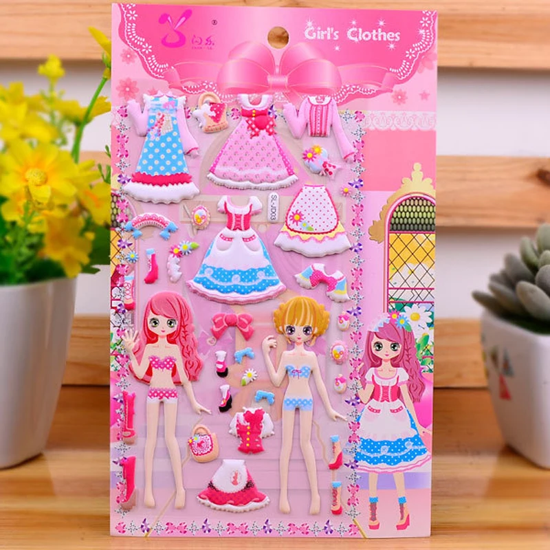 Cartoon Children Foam 3D Stickers PVC Girl stickers Cute beauty