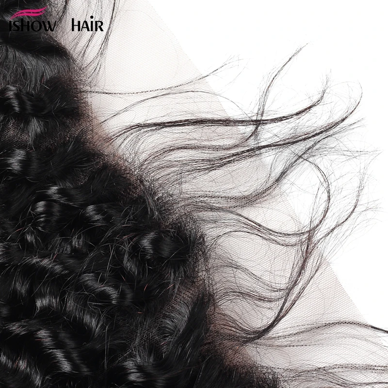 Ishow Brazilian Deep Wave Closure Ear To Ear Pre Plucked Lace Frontal Non Remy Hair 100% Human Hair Frontal With Baby Hair