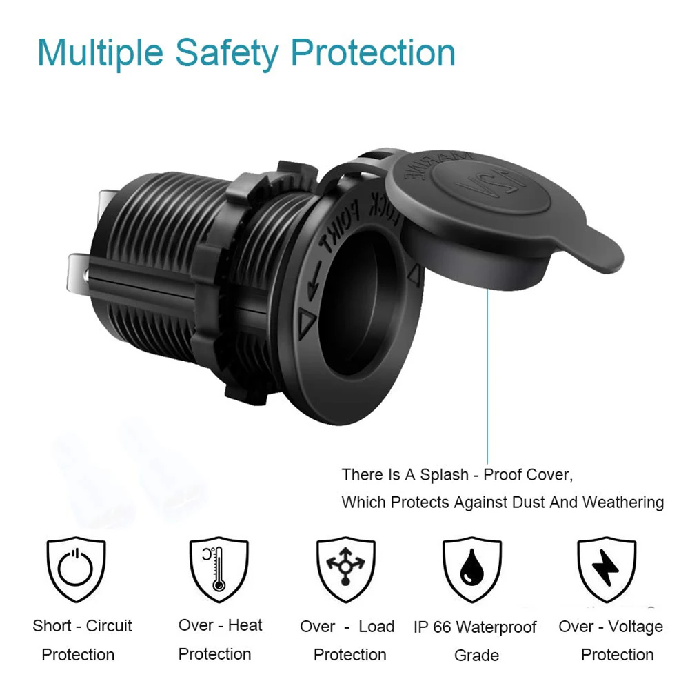 

1pc Car Cigarette Lighter Socket Plug 12V DC Outlet Waterproof Car Boat Motorcycle Cigarette Lighter Sockets Power Plug Outlet