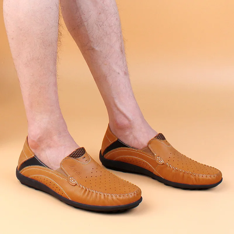 

Breathable Men Shoes Genuine Leather Mens Loafers handmade sewing outdoor Italian loafers Luxury Designer Moccasins Men shoes L4