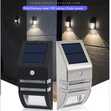 Солнечная IP44 наружная светодиодная настенная лампа, из нержавеющей стали точечная тонкая проволока бесплатно 0,4 Вт 8 часов последний PIR датчик реакции человека 2 шт 2835 led