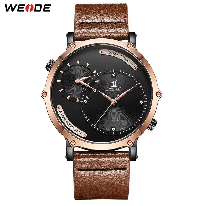WEIDE роскошный ремешок из натуральной кожи для мужчин аналоговый цифровой кварц Move для мужчин t повседневная модель для мужчин хороший бренд двойной дисплей Relogio Masculino - Цвет: UV1801-5C