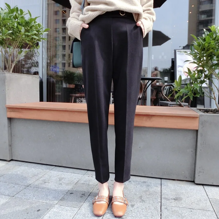 Harem Pants With High Waist Women's New Winter Caramel Colour Woolen