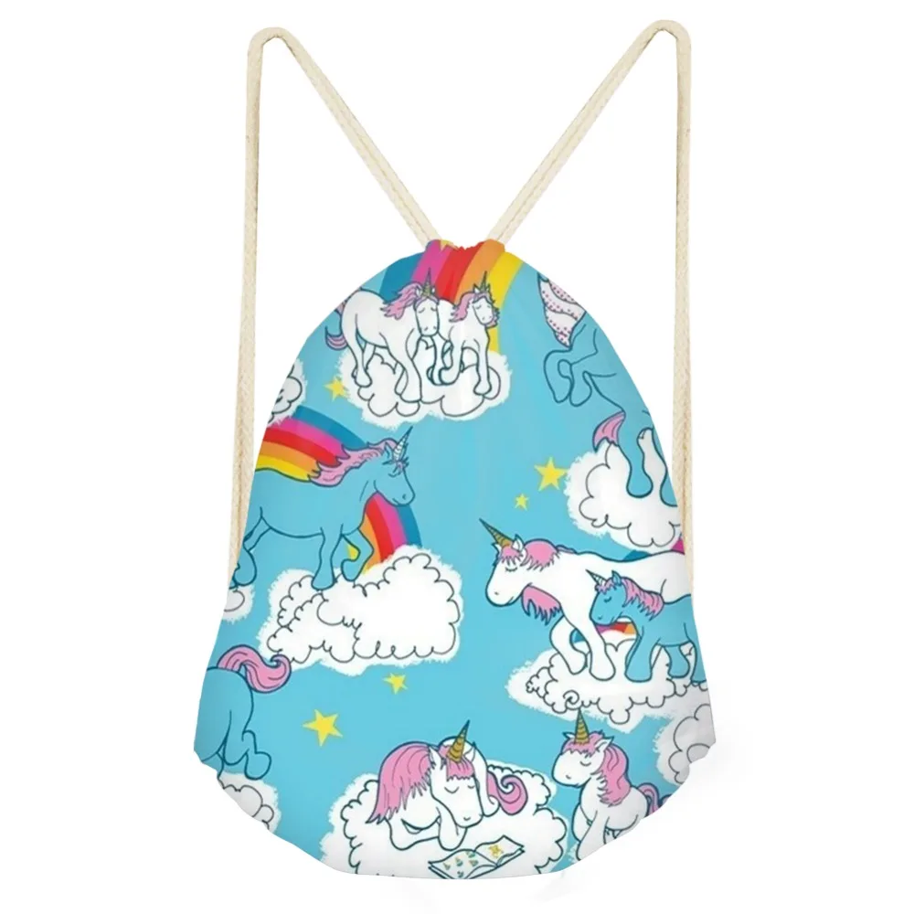 Women High Quality Drawstring Bag 3D New Anime Printing Colorful Horse Softback Male Backpacks Female Girls