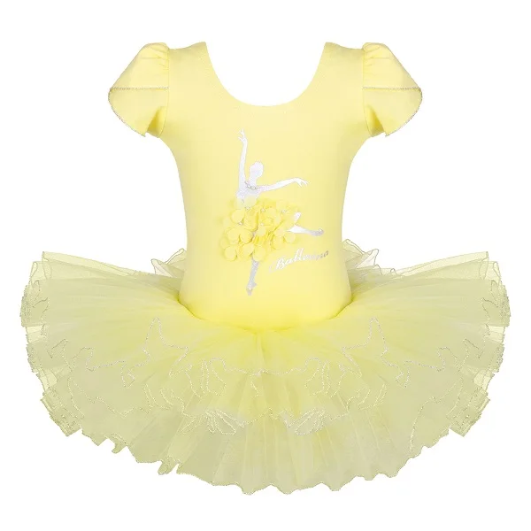 Балетное платье для девочек танцевальная одежда-пачка трико для девочек, танцевальные костюмы с пачкой, детский танцор балет, одежда для балерины - Цвет: Цвет: желтый