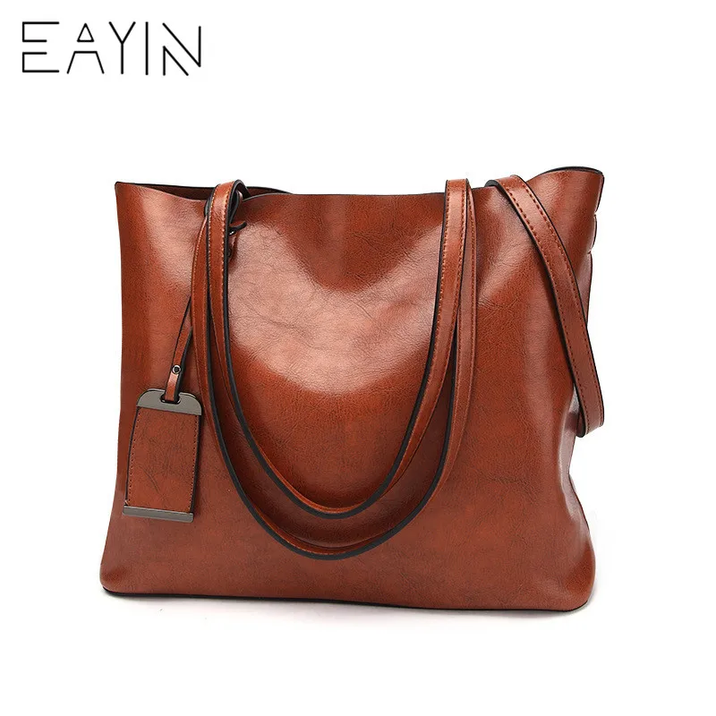 

EAYIN 2018 New Oil Wax Leather Handbags Big Women Bag High Quality Casual Female Bags Tote Shoulder Bag Ladies Large Bolsos