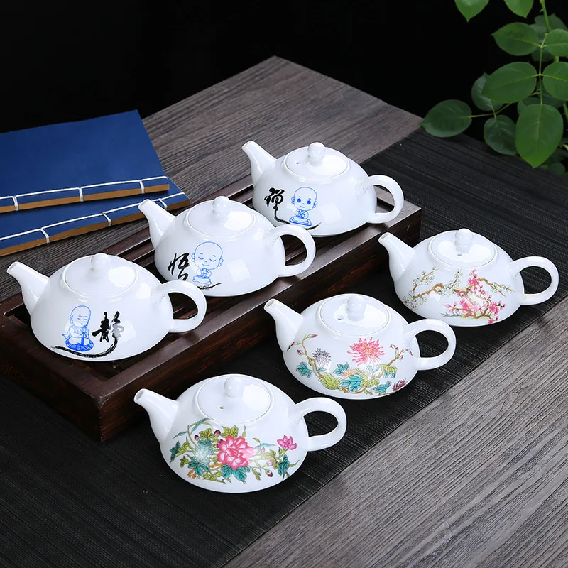 Изысканный Синий и белый фарфоровый чайник, китайский традиционный Ландшафтный узор, керамический цветочный чайный сервиз, чайник