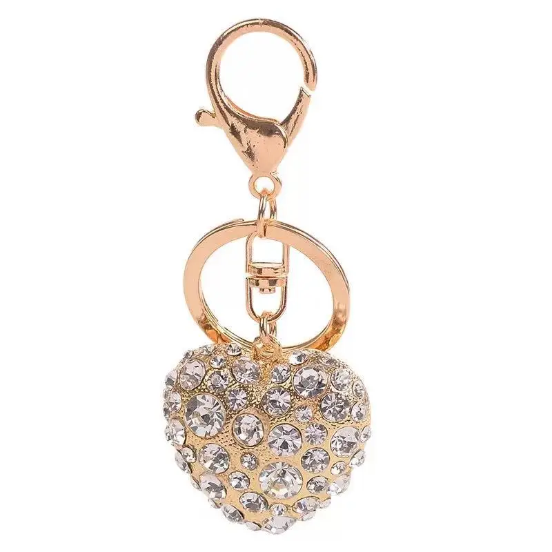 

New fashion exquisite crystal love key chains Creative couple keychain Car key ring Female bag pendant accessories Charm jewelry
