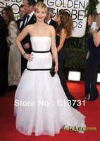 Jennifer Lawrence 71st Golden Globe 2014 Couture Red Carpet Evening Strapless White Organza Mermaid Celebrity-Inspired Dresses